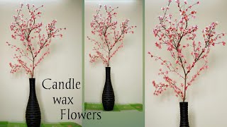 Candle flower  Dry stem craft  Candle flower making  Wax flower makingCandle craft ideas [upl. by Alikam]