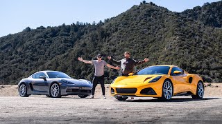 Lotus Emira vs Porsche Cayman GTS Full Detailed Comparison  Sound Performance Daily Use amp More [upl. by Sayles]