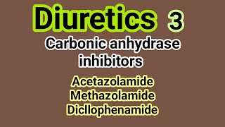 Diuretics 3  CA inhibitors 2  Medicinal Chemistry  III B Pharm V Sem  Unit 2  III Pharm D [upl. by Eyssej]