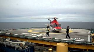 Helicopter landing refuelling and take off at production platform A6A [upl. by Ivor]