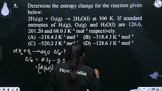 Determine the entropy change for the reaction given below 2H2g  O2g 2H2Ol at 300 [upl. by Ahsienor]