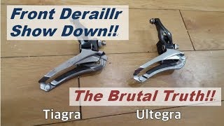 Shimano Tiagra 4700 vs Ultegra 6800 front derailleurs 11 speed vs 10 spd comparison [upl. by Darill]