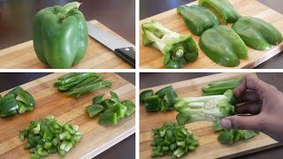 Bell Pepper Cutting Trick  How to Cut A Bell Pepper  DiceJulienneBatonCutting Tips amp Tricks DIY [upl. by Darcy]