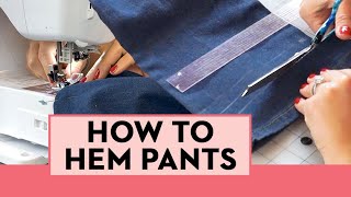 How to EASILY Hem Pants At Home  Beginner Sewing Tutorial  Good Housekeeping [upl. by Liesa]