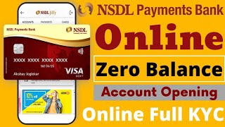 NSDL Payments Bank Online Zero Balance Account Opening  nsdl payment bank account opening online [upl. by Rimat]