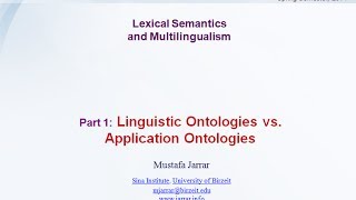 Jarrar Lexical Semantics and Multilingualism Part 15 [upl. by Gierk]