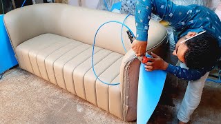 Latest Leather Sofa Making 2023How To Make High Quality Leather SofaStepByStep [upl. by Avan]