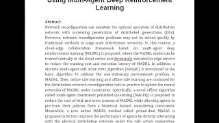 A Cloud Edge Collaboration Solution for Distribution Network Reconfiguration Using Multi Agent Deep [upl. by Adnauqaj970]