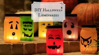 DIY Mason Jar Luminaries  Halloween Craft Ideas [upl. by Aivatnuahs]