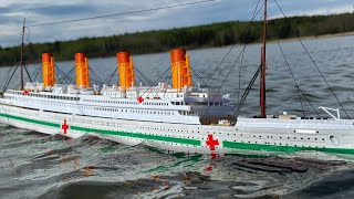 HMHS Britannic Model Ship at the Lake  Sink or Float [upl. by Ahsinom]