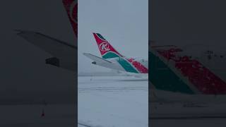 Kenya Airways Flight looking beautiful covered in snow 🛫 christmas destination travel [upl. by Holly-Anne]