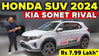 Honda WRV 2024 🔥 Kia Sonet Facelift Rival  ADAS  Turbo Petrol  New Honda SUV 2024  Nexon Rival [upl. by Anuaik]