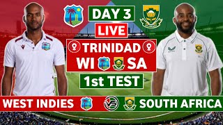 West Indies vs South Africa 1st Test Live Scores  WI vs SA 1st Test Day 3 Live Scores amp Commentary [upl. by Arathorn763]