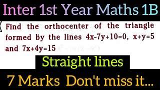 find the orthocentre of 4x7y100xy57z4y15maths naresh eclass [upl. by Yde]