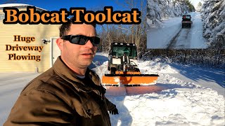 ✅ Snow Plowing With My Bobcat Toolcat 5600  10quot Wet Snow  Huge Driveway [upl. by Aihsitan]