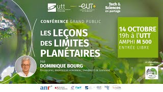 Conférence de Dominique Bourg à lUTT quot Les leçons des limites planétaires quot [upl. by Aelam]