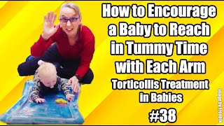 38 How to Encourage a Baby to Reach in Tummy Time with Each Arm Torticollis Treatment in Babies [upl. by Ayotnom330]