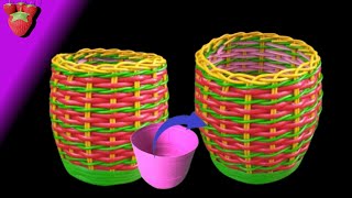 how to make baskets from rattan diy wicker basket storage basket weaving basket from jar [upl. by Yelreveb]