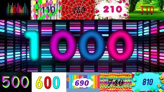 Numbers 1 to 1000 colorful 3D  Números de 1 a 1000 coloridos 3D  1000 seconds  1から1000までの数字 [upl. by Bonina959]