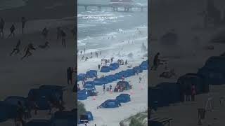 Footage captures waterspout ripping through crowded beach Shorts [upl. by Filmer78]