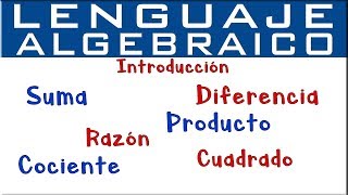 Lenguaje algebraico  Introducción [upl. by Nuajed]