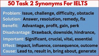 50 Most Commonly Used Words with Synonyms in IELTS Writing Task 2 [upl. by Dranek]