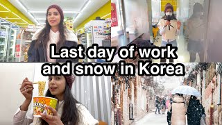 🇰🇷 LAST DAY OF WORK AND SNOW IN KOREA  vlog [upl. by Ruenhs]