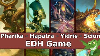 Pharika vs Hapatra vs Yidris vs Scion EDH  CMDR game play for Magic The Gathering [upl. by Aicirtam]