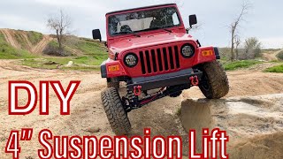 Jeep Wrangler Tj  DIY 4” Suspension Lift Kit Installation Guide  Skyjacker Offroad Build [upl. by Oiratnom]