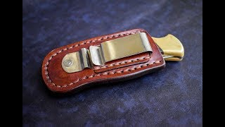 Making belt clip leather sheath for Buck 110 [upl. by Yenwat265]