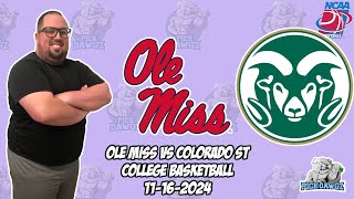 Ole Miss vs Colorado State 111624 Free College Basketball Picks and Predictions  NCAAB Pick [upl. by Naruq]