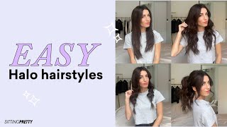 5 Halo Hair Extension Hairstyle  Hair tutorial easy [upl. by Llerdnam]