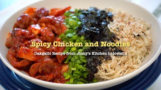 Spicy Chicken and Noodles  Dakgalbi Recipe from Jinnys Kitchen in Iceland [upl. by Marte462]