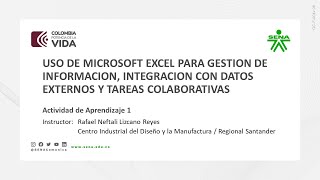 SENA Curso Excel para Gestión de Información  Orientación para la Actividad de Aprendizaje 1 [upl. by Bryon]