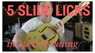 5 Slide Licks in Open D or E  Blues Guitar Lesson with RJ Ronquillo  How To Play Slide Guitar [upl. by Dnomyaw]