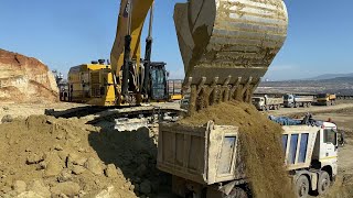 Caterpillar 6015B Excavator Loading Mercedes amp MAN Trucks  Sotiriadis Mining Works [upl. by Streeto]