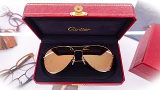 Unboxing the most expensive Cartier Sunglasses  Solid Rose Gold Aviators [upl. by Anyahs]