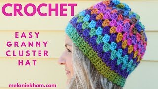 Easy Granny Cluster Crochet Beanie  Beginner Friendly [upl. by Gelman]