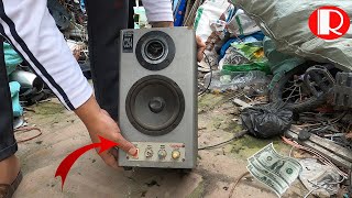 Restoration old speakers CALIFORNIA abandoned outside the landfill  Rescue computer speakers [upl. by Eirrem]