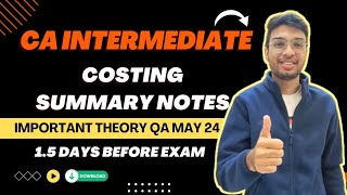 CA INTERMEDIATE  COSTING IMPORTANT THEORY QA  May 24 Sep 24 exam caintermay24 caintercosting [upl. by Nesral]