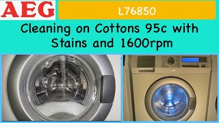 AEG Lavamat L76850  Cleaning on Cottons 95° with Stains Full cycle [upl. by Afinom]