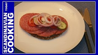 Smørrebrød Danish Open Face Salami Sandwich for lunch or dinner Spegepølse med Løg Sandwich [upl. by Annawyt]