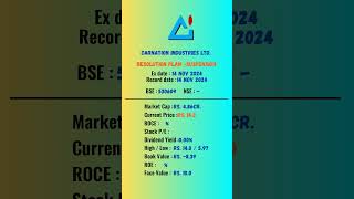 Carnation Industries Ltd share latest news  ExDate 14 NOV 2024  stockmarket [upl. by Acimehs183]