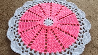 Thalposh ke desing Very Easy woolen rural design Crochet table cover Round table cover [upl. by Boffa104]