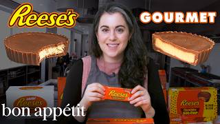 Pastry Chef Attempts to Make Gourmet Reeses Peanut Butter Cups  Gourmet Makes  Bon Appétit [upl. by Vange86]