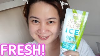 FRESH SKINLAB JEJU ALOE ICE SOOTHING GEL WITH COOLING EFFECT  Demo  Review  Fatshienista [upl. by Leeth]