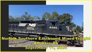 Norfolk Southern Railroad NS Eastbound Mixed Freight Alburtis PA September 11 2024 Train 2 [upl. by Rivkah48]