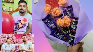 জন্মদিনের উপহার । How to make Bouquet  DIY Chocolate Bouquet under 50 rs । নিজে বানিয়ে উপহার দিলাম [upl. by Pedersen832]