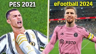 eFootball 2024 vs PES 2021  Direct Comparison ✅ Graphics Facial Animation Gameplay  Fujimarupes [upl. by Zoldi]