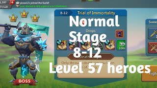 Lords mobile normal stage 812 f2p with level 57 heroesTrail of immortality normal stage 812 [upl. by Linehan]